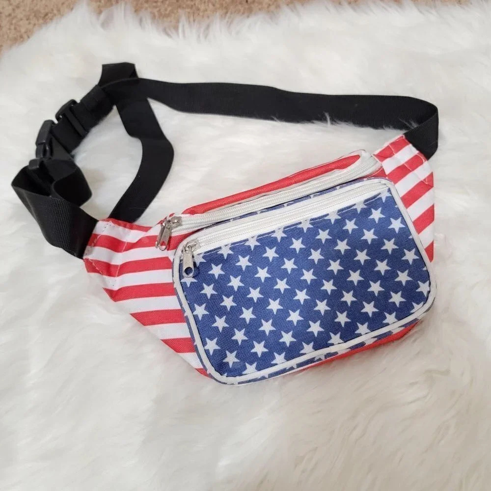Sojourner Bags USA American Flag Fanny Pack Patriotic Red White Blue Travel Mini